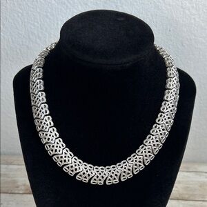 Vintage Monet Rhodium Plated Silver Necklace from the 1960s